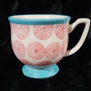 PIONEER WOMAN Flea Market Happiness 15oz Footed Stoneware Mug-Red Starburst